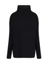 Rick Owens Oversized Ribbed Knit Sweater With Flared Hem In Black