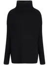 Rick Owens Oversized Ribbed Knit Sweater With Flared Hem In Black