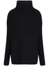 Rick Owens Oversized Ribbed Knit Sweater With Flared Hem In Black