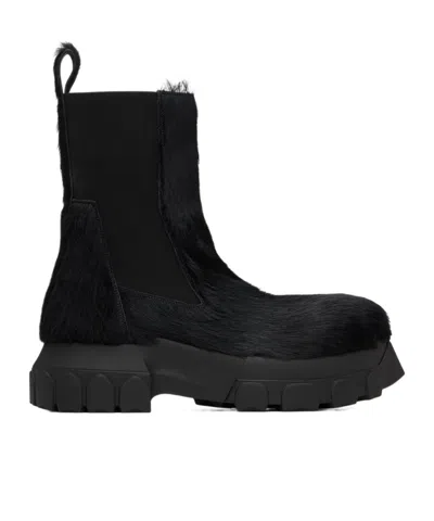 Rick Owens Side Paneled Chelsea Boots In Black