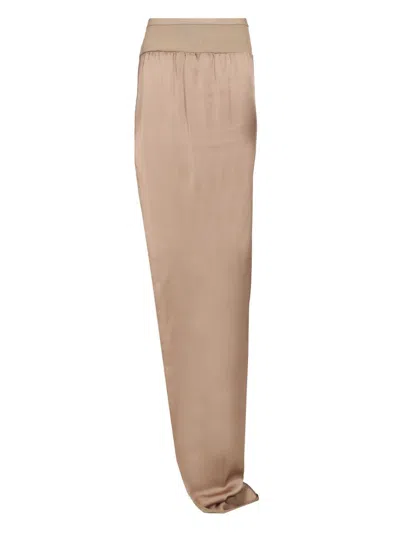 Rick Owens Side Slit Long Skirt Jackets Beige