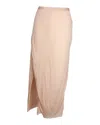 Rick Owens Side Slit Midi Skirt In Nude Viscose In Beige