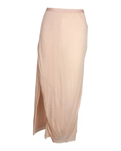 Rick Owens Side Slit Midi Skirt In Nude Viscose In Brown