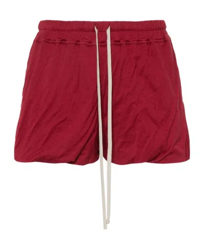 Rick Owens Side-slits Jersey Shorts In Red