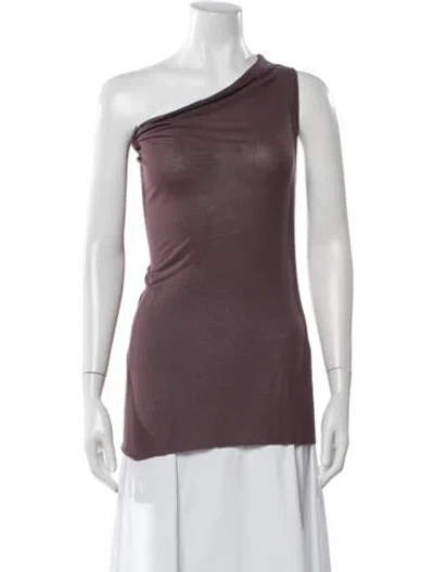 Pre-owned Rick Owens Silk Asymmetrical Top In Purple