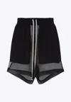 Rick Owens Asymmetric Hem Silk Shorts In Black