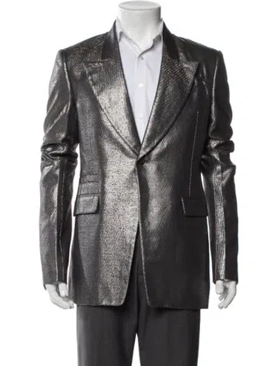 Pre-owned Rick Owens Silk Blazer In Gray