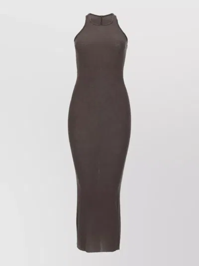 Rick Owens Silk Blend Maxi Dress In Brown