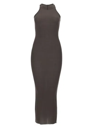Rick Owens Silk Blend Midi Dress In Brown