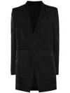 Rick Owens Silk-blend Single-breasted Blazer In 黑色