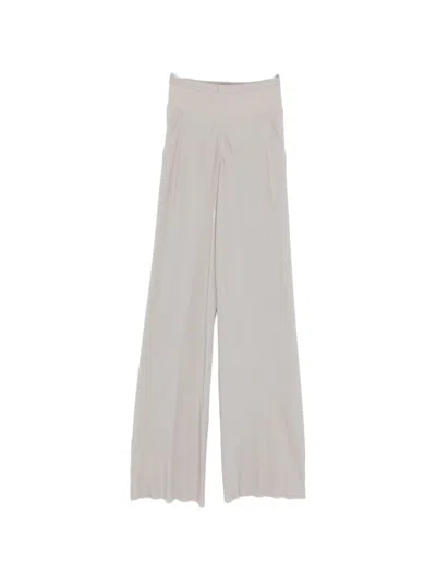 Rick Owens Silk Blend Trousers In White