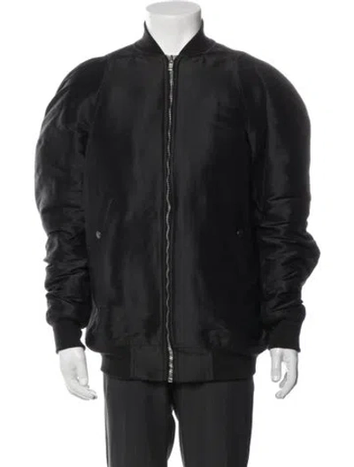 Pre-owned Rick Owens Silk Bomber Jacket In Black