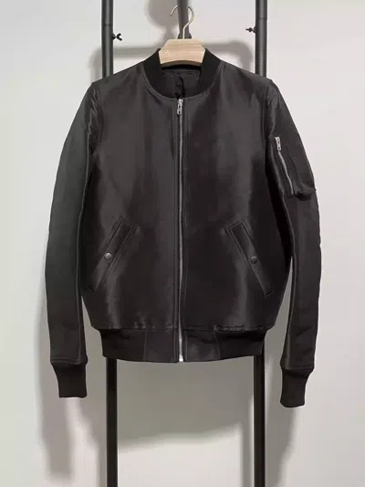 Pre-owned Rick Owens Silk Bomber Jacket In Black