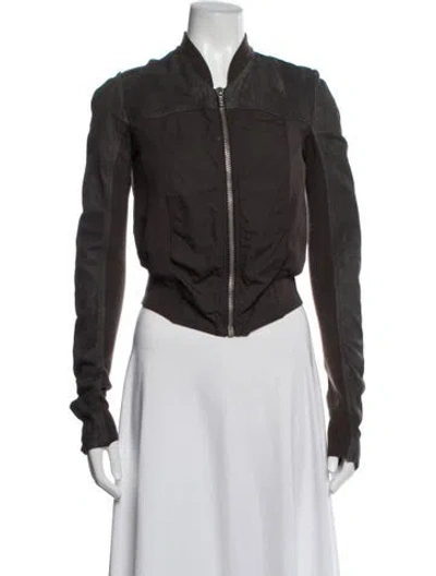 Pre-owned Rick Owens Silk Bomber Jacket In Brown