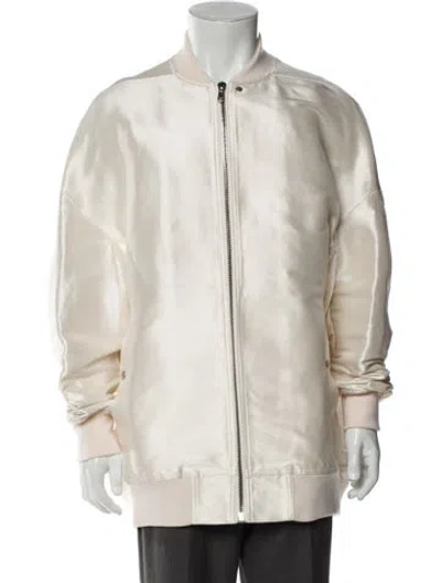 Pre-owned Rick Owens Silk Bomber Jacket In Neutral