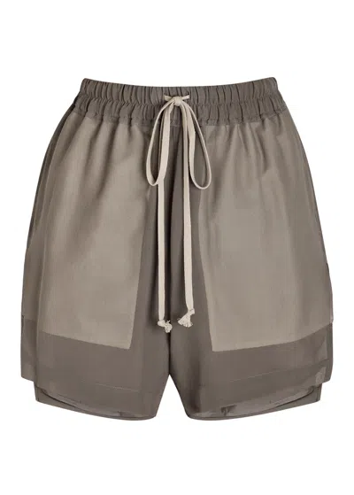Rick Owens Silk Boxer Shorts In Brown