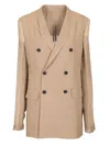 Rick Owens Silk Chiffon Blazer Jackets Beige In Neutral
