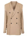 Rick Owens Silk Chiffon Blazer Jackets Beige In Neutral