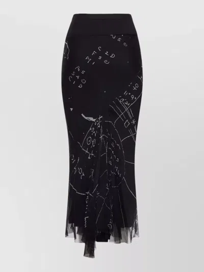 Rick Owens Silk Chiffon Skirt Asymmetric Calf Length In Black