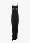 Rick Owens Panelled Satin Midi Slip Dress In Black