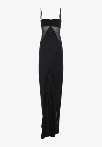 Rick Owens Silk Chiffon Slip Gown In Black