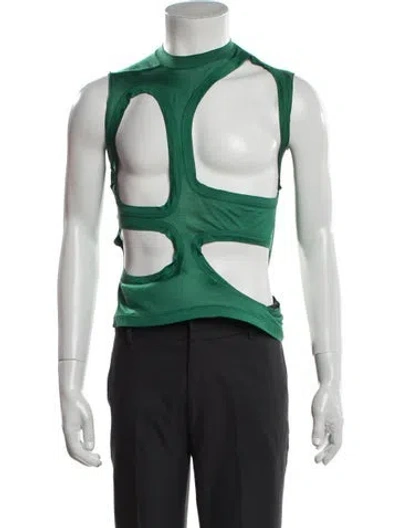 Pre-owned Rick Owens Silk Crew Neck T-shirt In Green