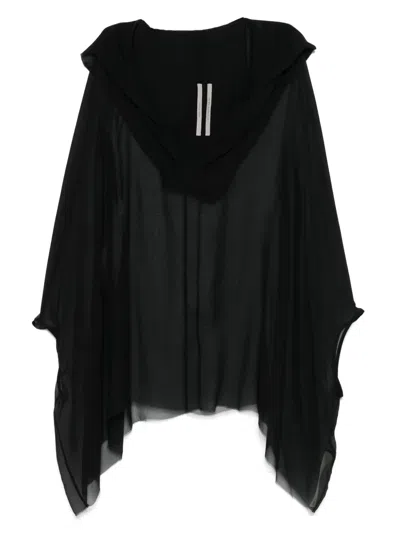 Rick Owens Silk Hooded Jacket In Black
