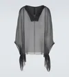 Rick Owens Silk Hoodie In Black