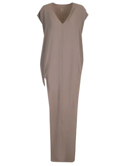 Rick Owens Silk Jersey Long Dress In Grey