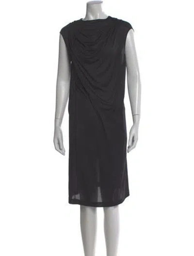Pre-owned Rick Owens Silk Knee-length Dress In Gray