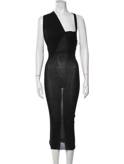 Pre-owned Rick Owens Silk Long Dress In Black