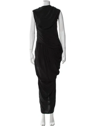 Pre-owned Rick Owens Silk Long Dress In Black