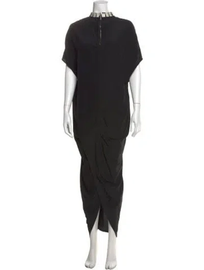 Pre-owned Rick Owens Silk Long Dress In Black