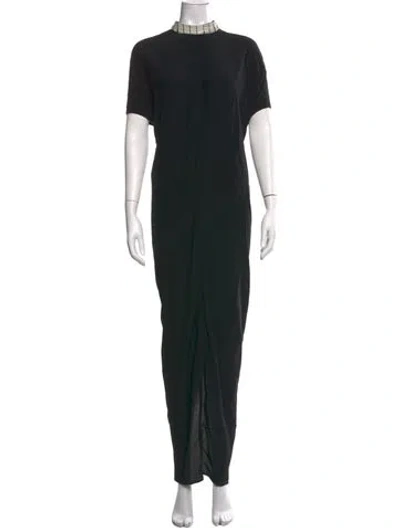 Pre-owned Rick Owens Silk Long Dress In Black