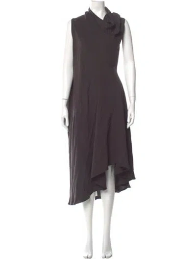 Pre-owned Rick Owens Silk Long Dress In Gray