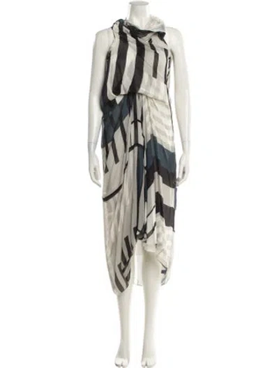 Pre-owned Rick Owens Silk Long Dress In Neutral