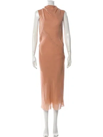 Pre-owned Rick Owens Silk Long Dress In Orange