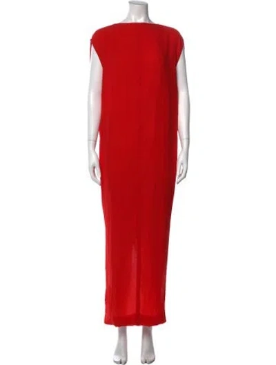 Pre-owned Rick Owens Silk Long Dress In Red