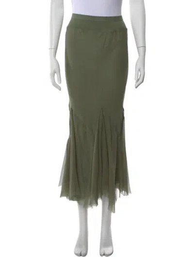Pre-owned Rick Owens Silk Long Skirt In Green
