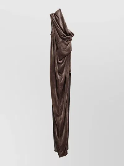 Rick Owens Silk Maxi Dress In Brown