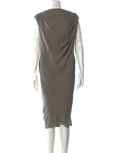 Pre-owned Rick Owens Silk Midi Length Dress In Gray