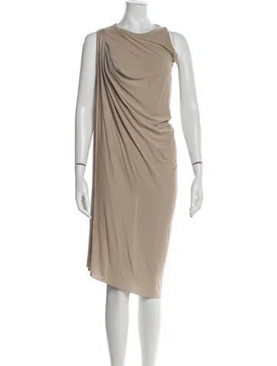 Pre-owned Rick Owens Silk Midi Length Dress In Neutral