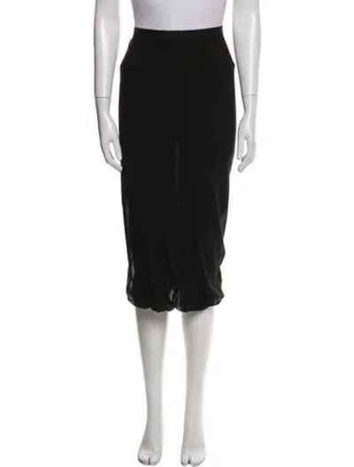 Pre-owned Rick Owens Silk Midi Length Skirt In Black