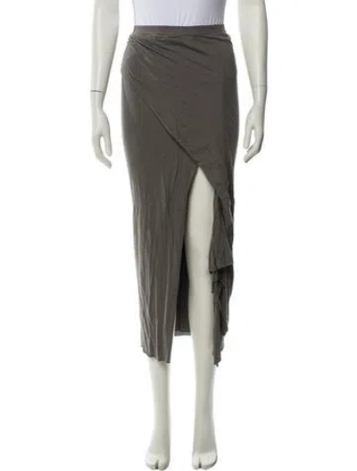 Pre-owned Rick Owens Silk Midi Length Skirt In Gray