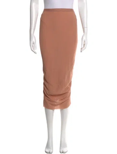 Pre-owned Rick Owens Silk Midi Length Skirt In Orange