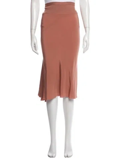 Pre-owned Rick Owens Silk Midi Length Skirt In Pink
