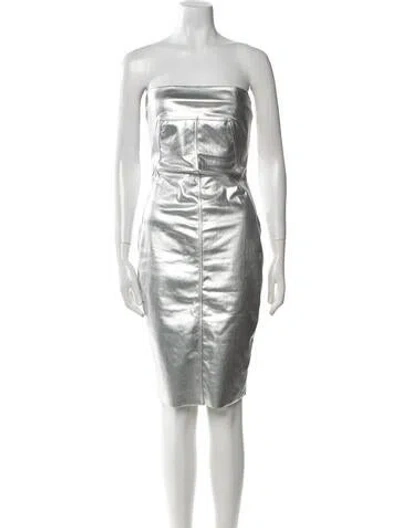 Pre-owned Rick Owens Silk Mini Dress In Blue