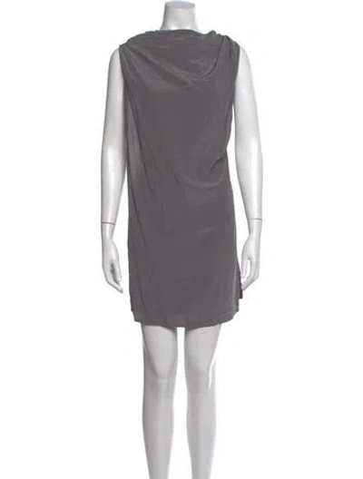 Pre-owned Rick Owens Silk Mini Dress In Grey