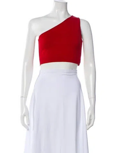 Pre-owned Rick Owens Silk One-shoulder Crop Top W/ Tags In Red