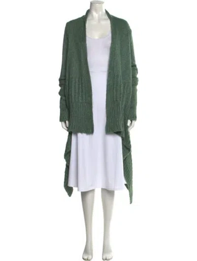 Pre-owned Rick Owens Silk Open Front Sweater In Green